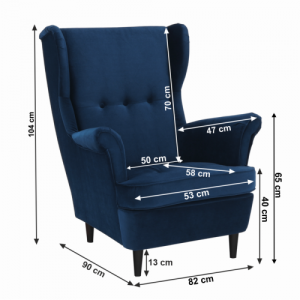 Füles fotel, kék|dió, RUFINO 3 NEW