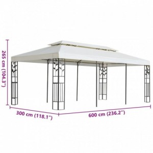 Fehér acél pavilon dupla tetővel 6 x 3 m