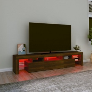Barna tölgyszínű TV-szekrény LED-lámpákkal 200x36,5x40 cm