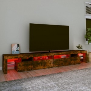 Füstös tölgyszínű TV-szekrény LED-világítással 260x36,5x40 cm