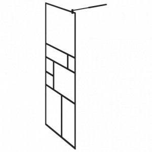 Fekete ESG üveg és alumínium zuhanyfal polccal 80 x 195 cm