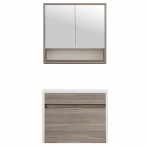 Primo 80 komplett fürdőszoba bútor tükörfényes fehér-rauna szil színben