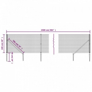 Zöld dróthálós kerítés cövekekkel 1x25 m