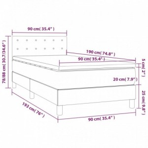 Szürke műbőr rugós ágy matraccal és LED-del 90x190 cm