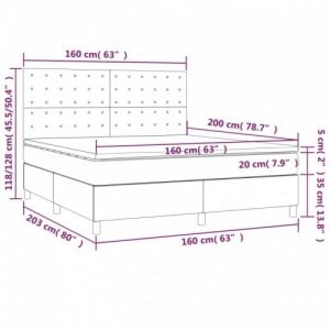 Szürke műbőr rugós ágy matraccal és LED-del 160x200 cm