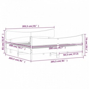 Fehér tömör fenyőfa ágy matrac nélkül 200 x 200 cm