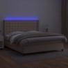 Cappuccino színű műbőr rugós ágy matraccal és LED-del 160x200cm