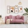 Rózsaszín bársony kétszemélyes kanapé párnákkal