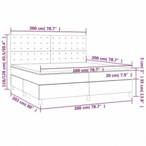 Sötétbarna szövet rugós ágy matraccal 200 x 200 cm