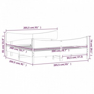 Viaszbarna tömör fenyőfa ágy matrac nélkül 200 x 200 cm