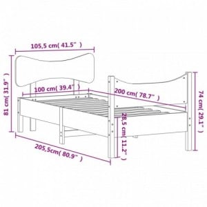 Viaszbarna tömör fenyőfa ágy matrac nélkül 100 x 200 cm