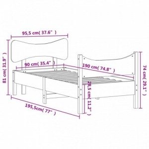 Viaszbarna tömör fenyőfa ágy matrac nélkül 90 x 190 cm