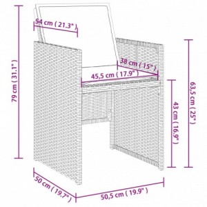 4 db fekete polyrattan kerti szék párnával