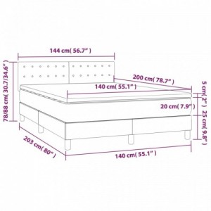 Sötétszürke szövet rugós és LED-es ágy matraccal 140x200 cm