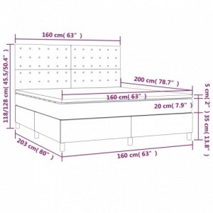 Krémszínű szövet rugós és LED-es ágy matraccal 160x200 cm