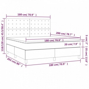 Sötétszürke szövet rugós és LED-es ágy matraccal 180 x 200 cm