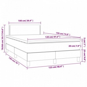 Fekete szövet rugós és LED-es ágy matraccal 120x190 cm