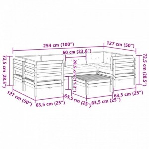 7 részes impregnált fenyőfa kerti ülőgarnitúra párnákkal
