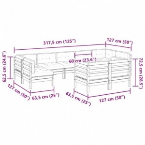 9 részes impregnált fenyőfa kerti kanapészett párnákkal