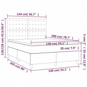 Szürke műbőr rugós ágy matraccal és LED-del 140x200 cm