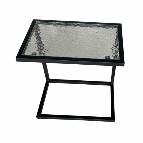 Kerti asztalka, fekete acél|edzett üveg, SELKO