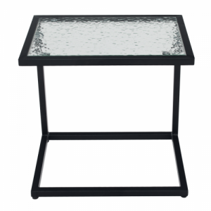 Kerti asztalka, fekete acél|edzett üveg, SELKO