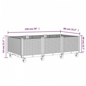 Világosszürke PP rácsos kerekes ültetőláda 150 x 80 x 54 cm