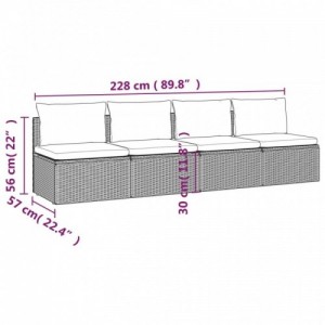 4 részes szürke polyrattan kerti ülőgarnitúra párnákkal