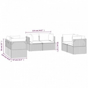 6 db szürke polyrattan kerti sarokkanapé 57 x 57 x 56 cm