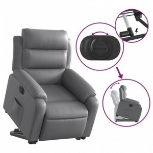 Elektromos szürke műbőr felállást segítő dönthető fotel