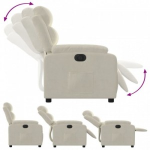 Krémszínű bársony elektromos dönthető fotel