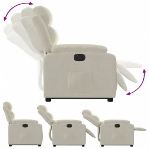 Elektromos felállást segítő krémszínű bársony dönthető fotel
