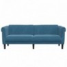 Kék 3 személyes bársony kanapé