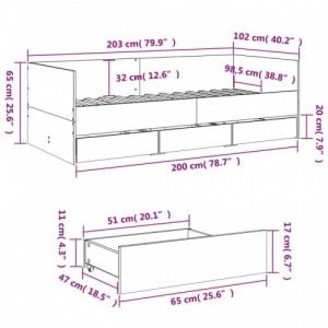 Sonoma tölgy kanapéágy fiókkal matrac nélkül 100x200 cm