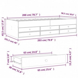 Sonoma tölgy kanapéágy fiókkal matrac nélkül 100x200 cm