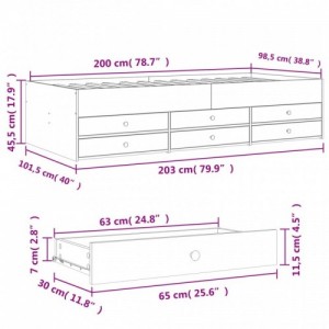 Füstös tölgy kanapéágy fiókkal matrac nélkül 100x200 cm