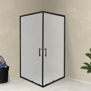 Spirit Clear 90x90x180 cm szögletes zuhanykabin, zuhanytálca nélkül fekete