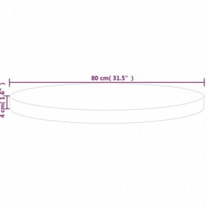 Kerek kezeletlen tömör tölgyfa asztallap Ø80 x 4 cm