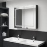 Fényes fekete LED-es tükrös fürdőszobaszekrény 80 x 12 x 68 cm