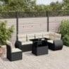 7 részes fekete polyrattan kerti ülőgarnitúra párnával