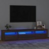 Barna tölgyszínű TV-szekrény LED-lámpákkal 195x35x40 cm