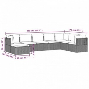 8 részes szürke polyrattan kerti ülőgarnitúra párnákkal