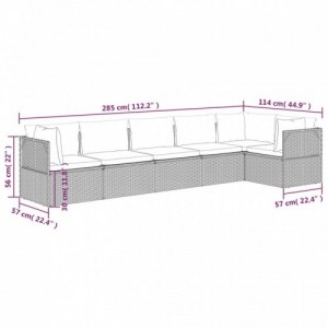 6 részes szürke polyrattan kerti ülőgarnitúra párnákkal