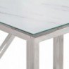 Ezüstszínű rozsdamentes acél és edzett üveg tálalóasztal