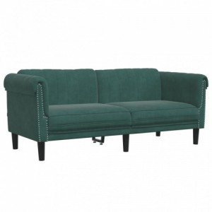 2 személyes sötétzöld bársony kanapé