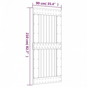 Tömör fenyőfa tolóajtó fémszerelék szettel 90 x 210 cm