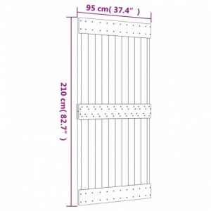 Tömör fenyőfa tolóajtó fémszerelékszettel 95 x 210 cm