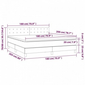 Szürke műbőr rugós ágy matraccal és LED-del 180x200 cm