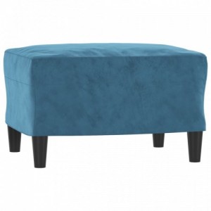 Kék bársony kanapéfotel lábtartóval 60 cm