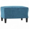 Kék bársony kanapéfotel lábtartóval 60 cm